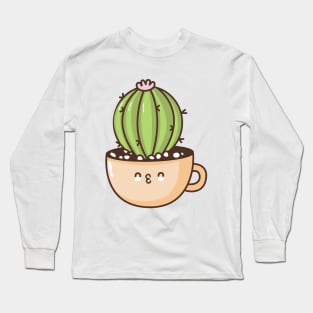 Succulent cactus plant in a mug Long Sleeve T-Shirt